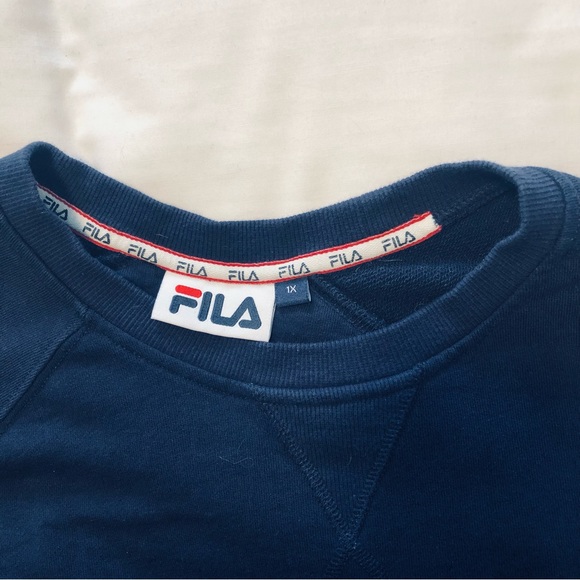 Unisex 1X FILA PREMIUM ESSENTIAL CREWNECK SWEATSHIRT NAVY Vintage - Picture 11 of 13
